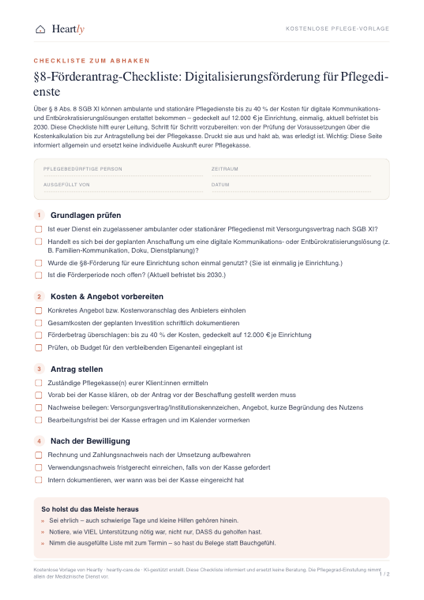 Vorschau der Vorlage §8-Förderantrag-Checkliste